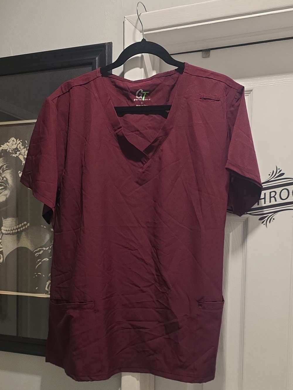 V-Neck Medical Scrub Top - Burgundy